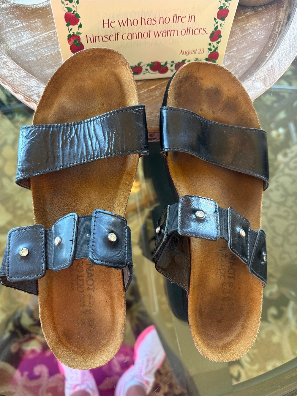 Naot Black womens  Slide Sandals with Studded Straps 39
